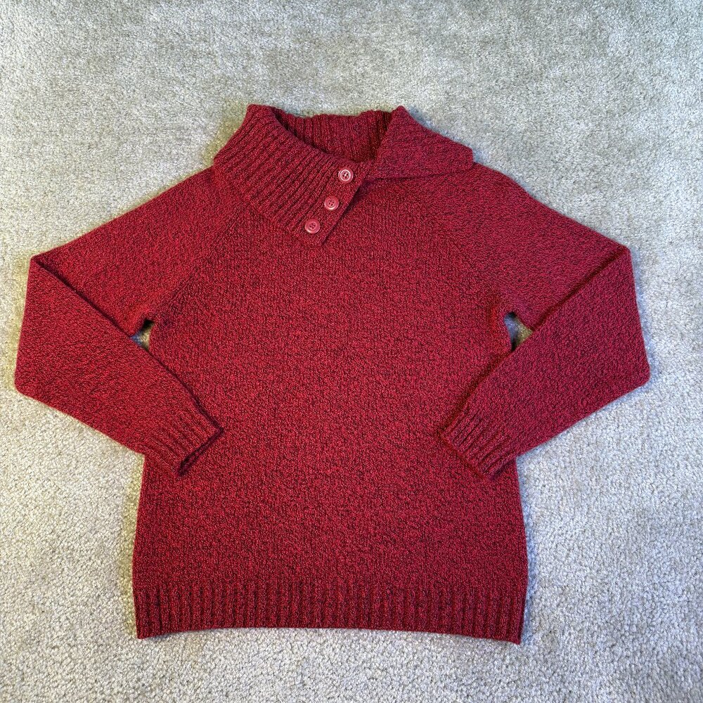 Karen Scott Womens Button Shawl-Collar Sweater Red Size Large Knit F340